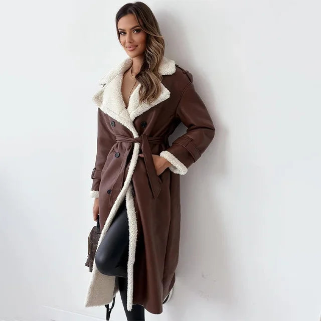 Jackie | Leren Jas met Fleece voering