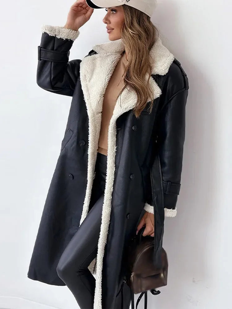 Jackie | Leren Jas met Fleece voering