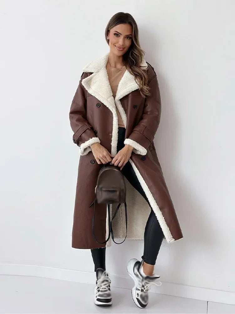 Jackie | Leren Jas met Fleece voering