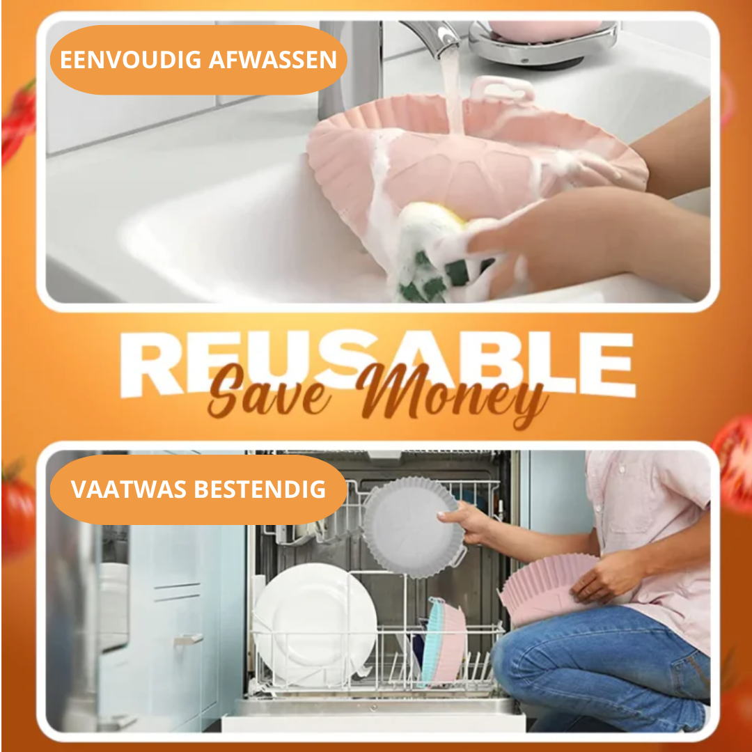 FrySili | Herbruikbare Airfryer Siliconen Bakjes | 1+1 GRATIS