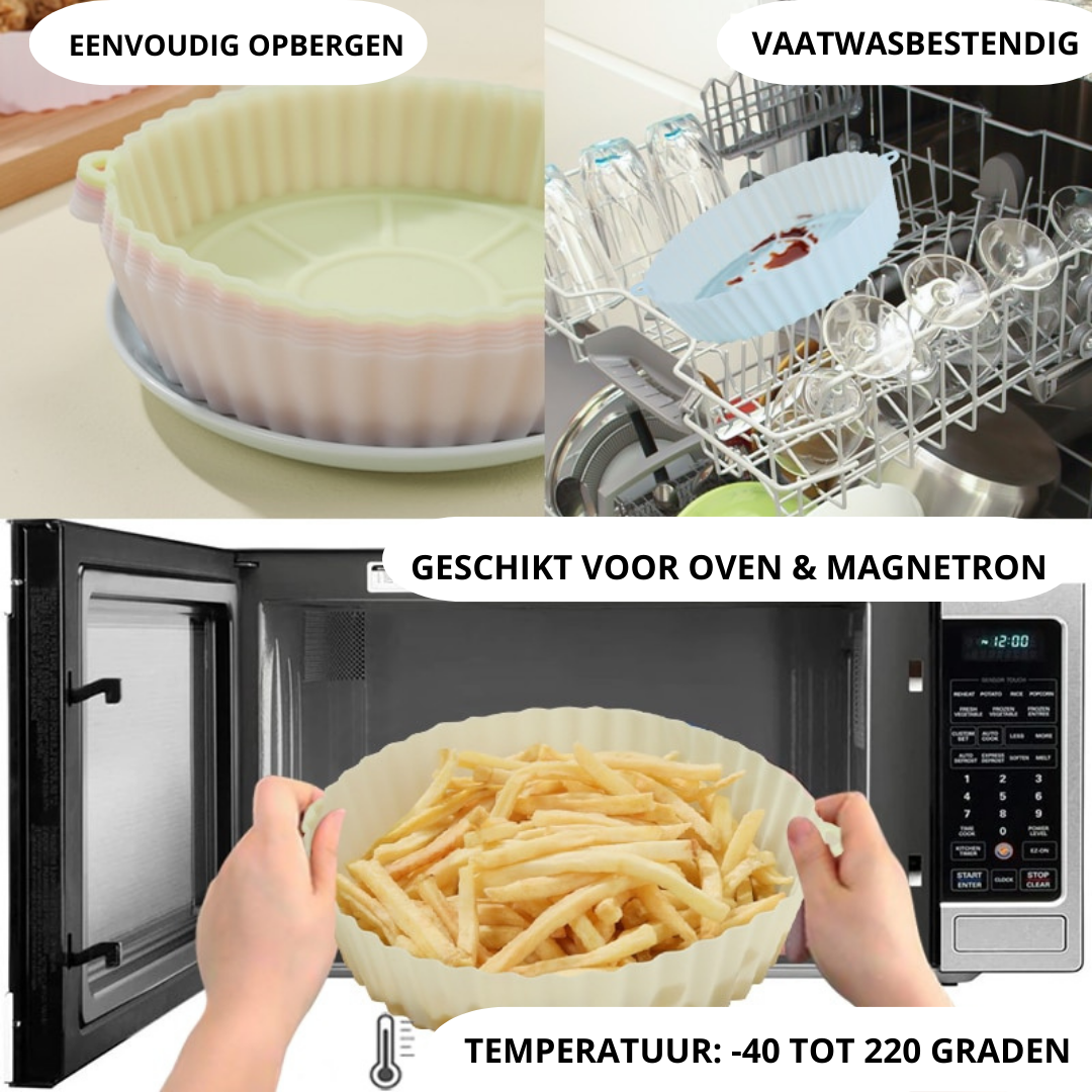 FrySili | Herbruikbare Airfryer Siliconen Bakjes | 1+1 GRATIS
