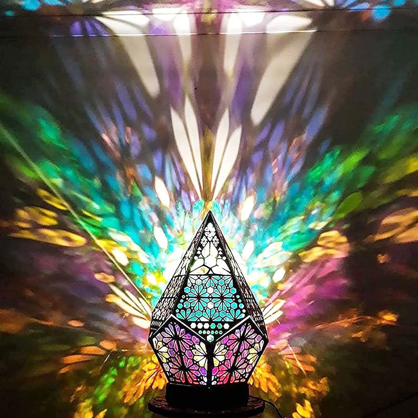 Prachtige houten Boheemse lamp