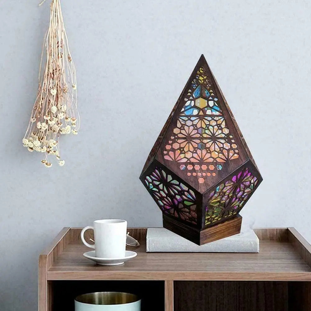 Prachtige houten Boheemse lamp