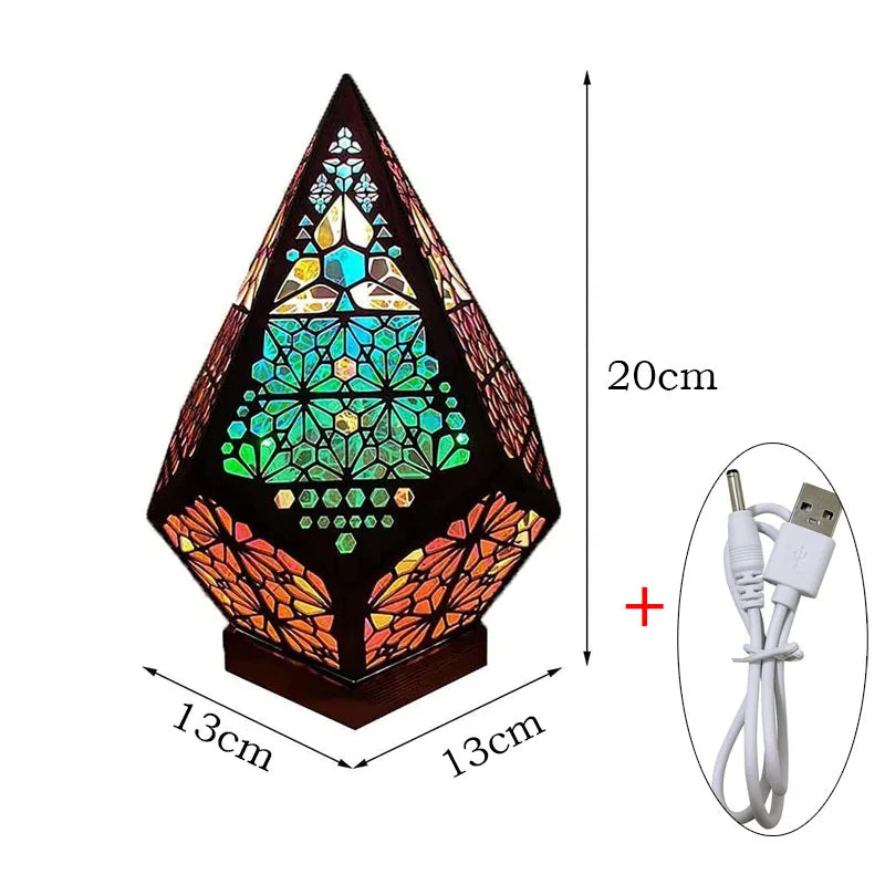 Prachtige houten Boheemse lamp