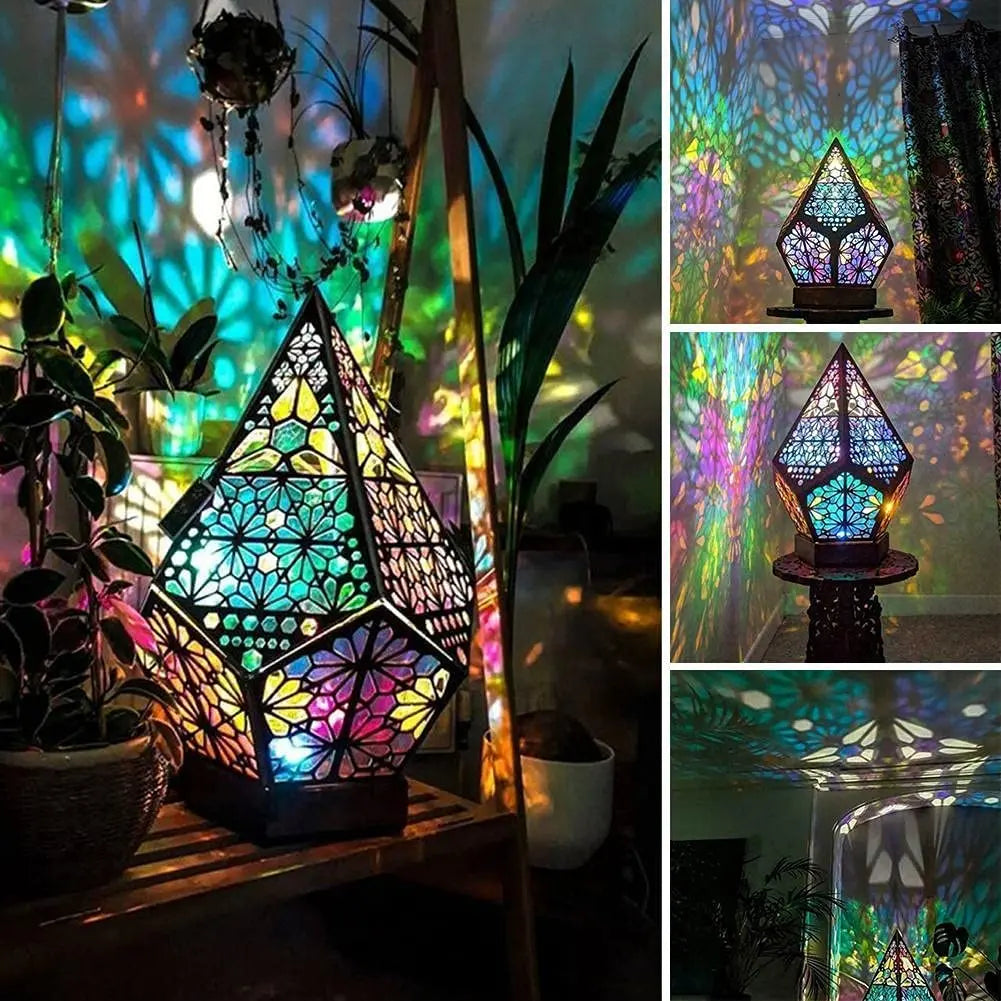 Prachtige houten Boheemse lamp
