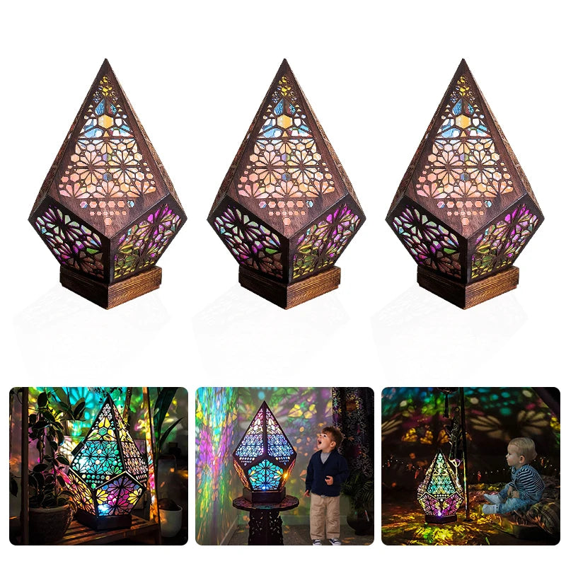 Prachtige houten Boheemse lamp