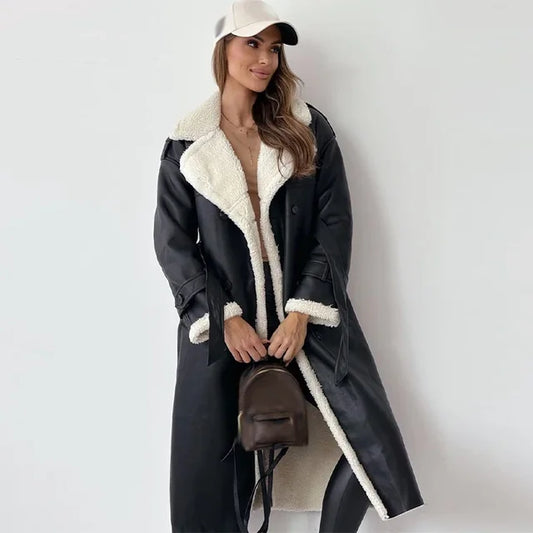 Jackie | Leren Jas met Fleece voering
