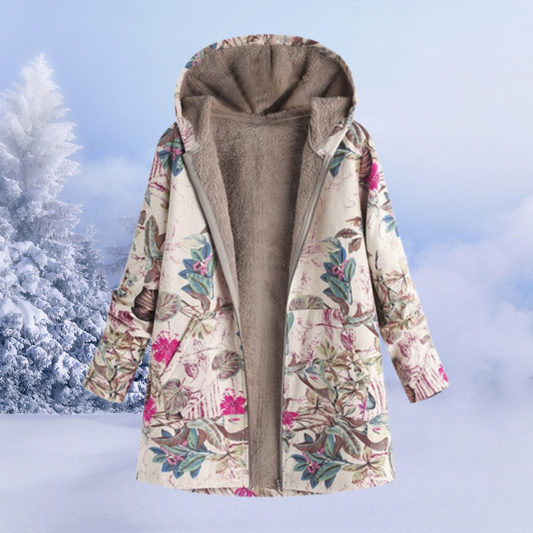 Andella | Fleece winterjas met bloemenprint